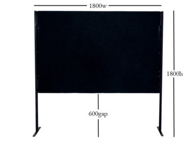 Black 1800H x 1800W, 600 Gap with Pole Feet