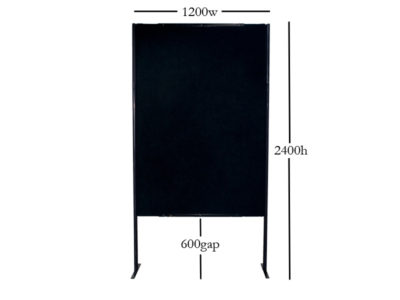 Black 2400H x 1200W, 600 Gap with Pole Feet